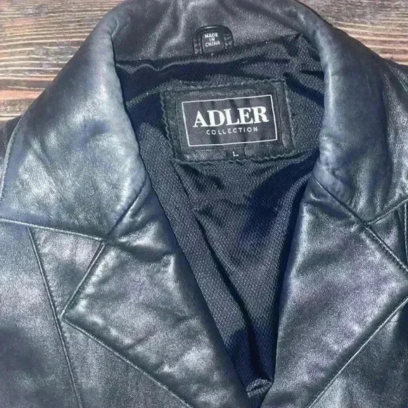 Adler Collection Genuine Leather Coat with belt Lamb Skin inside size Large - Picture 4 of 7